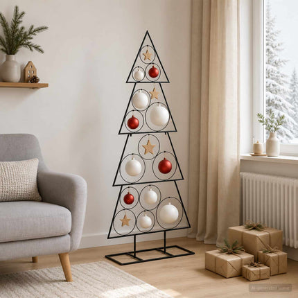 Metalen Kerstboom Met Standaard Kuopio 125 Cm Staal Zwart