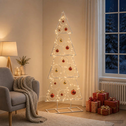 Metalen Kerstboom Met Standaard Kuopio 125 Cm Staal Wit