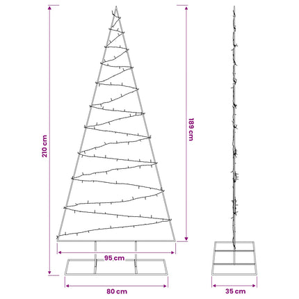 Metalen Kerstboom Met Led Kuopio 210 Cm Warmwit Staal Goud