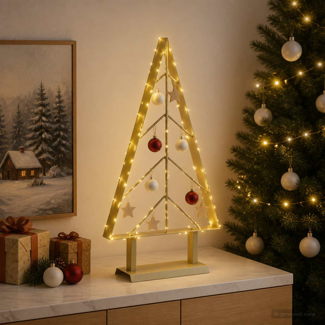 Metalen Kerstboom Met Standaard Kuopio 60 Cm Staal Goud
