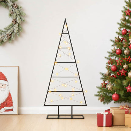 Metalen Kerstboom Kuopio 90 Cm Warmwit Poedergecoat Staal Zwart