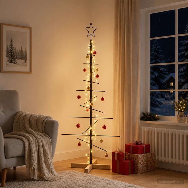 Metalen Kerstboom Met Standaard Kuopio 120 Cm Warmwit Staal