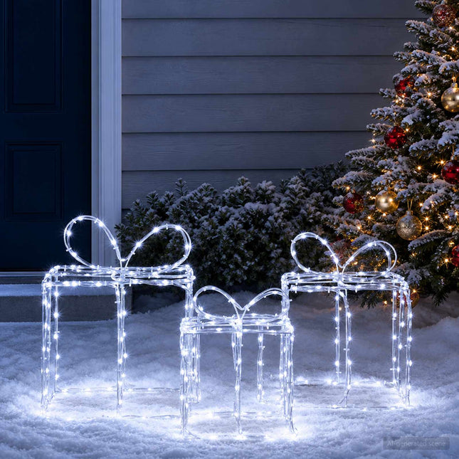 Verlichte Kerstcadeaudozen Loviisa 3 St 360 Led's Koudwit