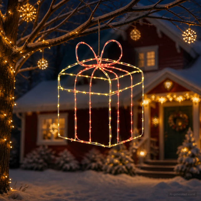 Kerst Raamsilhouet Verlichting Loviisa 200 Led's Rood, Warmwit