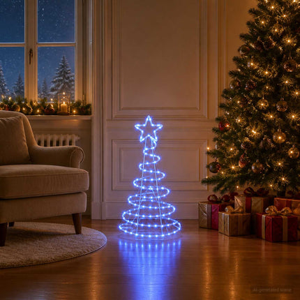 Led-Kerstboomsilhouet Loviisa 100 Led's Blauw 51 X 99 Cm