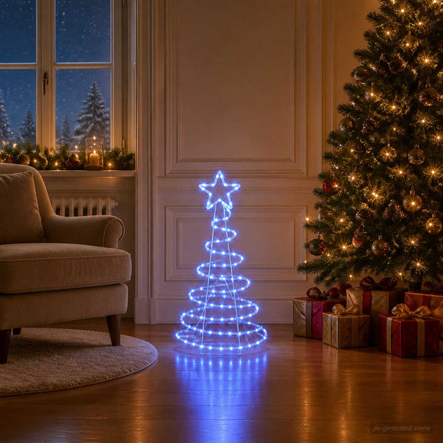 Led-Kerstboomsilhouet Loviisa 100 Led's Blauw 51 X 99 Cm
