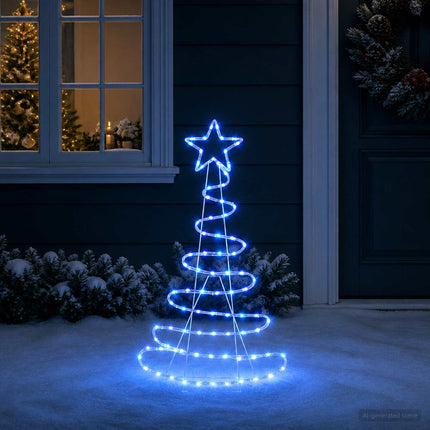 Led-Kerstboomsilhouet Loviisa 100 Led's Blauw 51 X 99 Cm