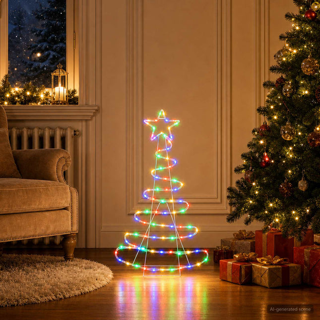 Led-Kerstboomsilhouet Loviisa 100 Led's Meerkleurig 51 X 99 Cm
