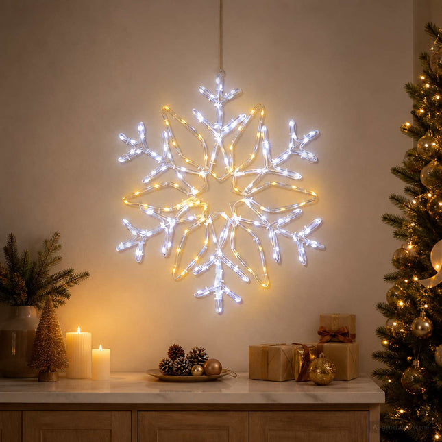 Kerstverlichting Sneeuwvlok Loviisa 140 Led's Warmwit, Koudwit