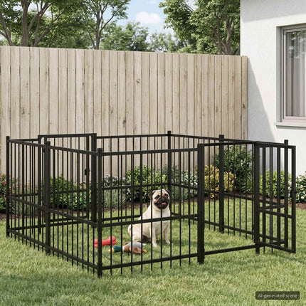 Buitenspelenhok Voor Honden Zwart 192 X 192 X 100 Cm Staal