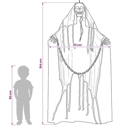 Hangende Magere Hein Voor Halloween Spooka Zwart 112 X 164 Cm