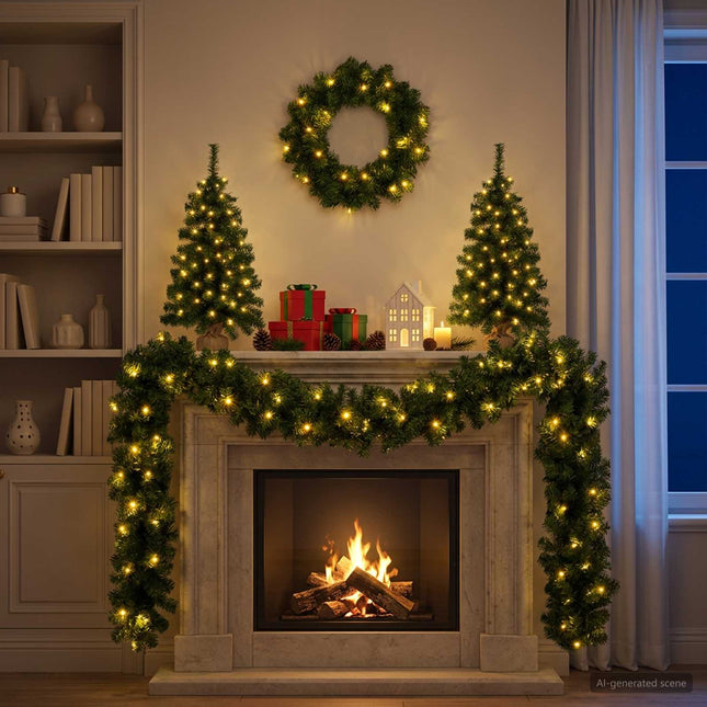 Mini-Kerstbomenset 60 Cm 125 Led's Warmwit Pvc Groen