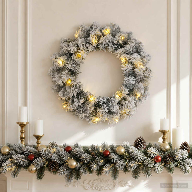 Kerstkrans Wit Ø 50 Cm Pvc 25 Led's