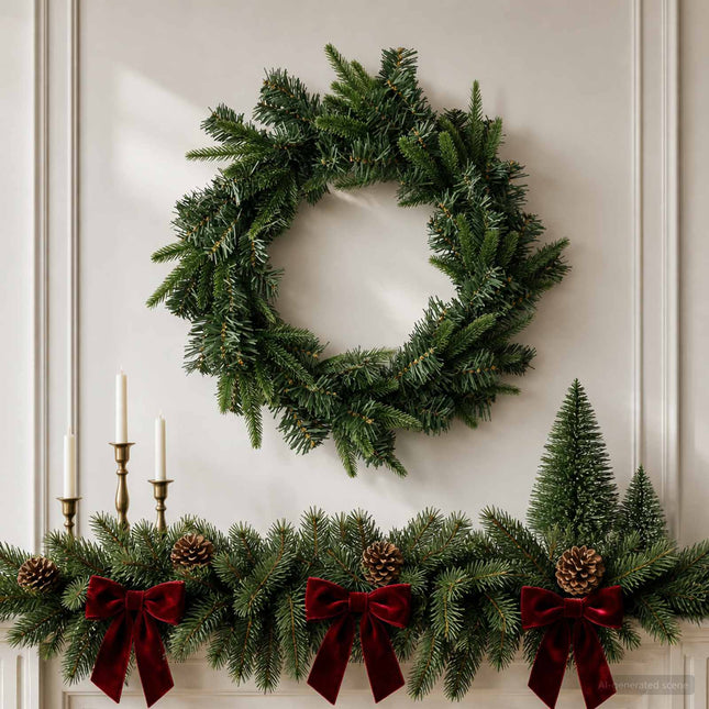 Kerstkrans Groen Ø 50 Cm Pvc En Pe