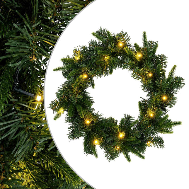 Kerstkrans Groen Ø 50 Cm Pvc En Pe 25 Led's