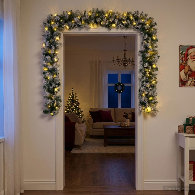 Kerstkrans Wit 270 Cm Pvc 50 Led's