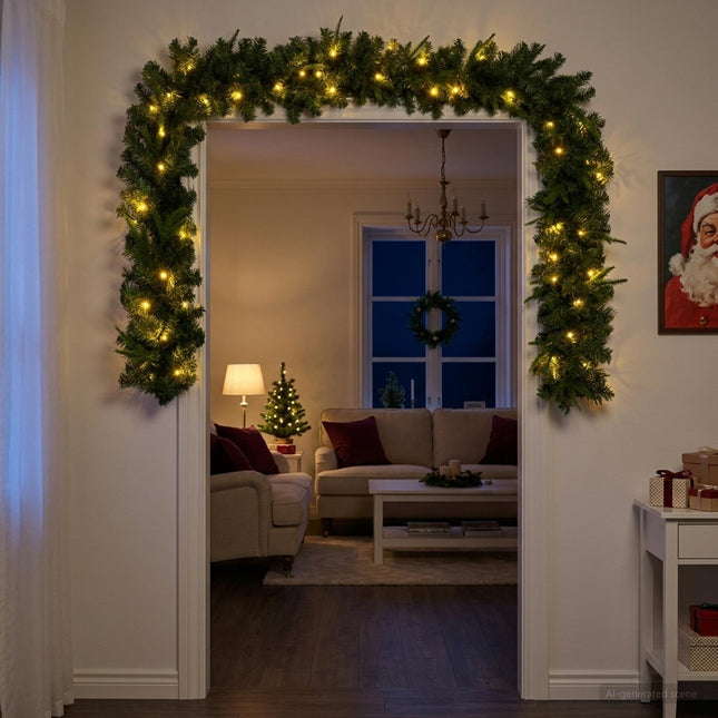 Kerstkrans Groen 270 Cm Pvc En Pe 50 Led's