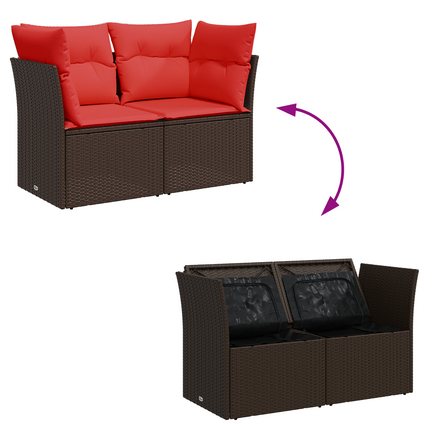 Tuinbank Met Kussens 2-Zits Poly Rattan