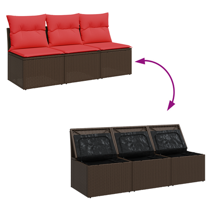 | Tuinbank | Met Kussen Met Opslag 165 X 62 X 69 Cm Poly Riet