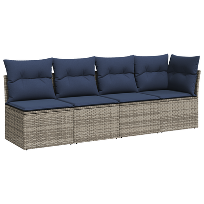 Tuinbank 4-Zits Met Kussens Poly Rattan