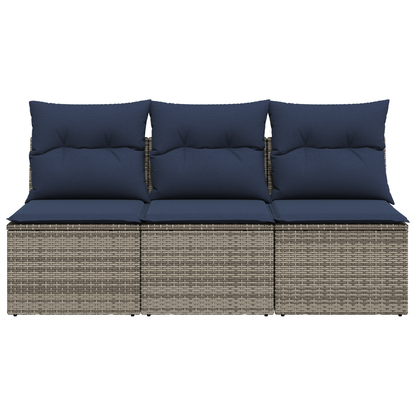 Tuinbank 3-Zits Met Kussens Poly Rattan