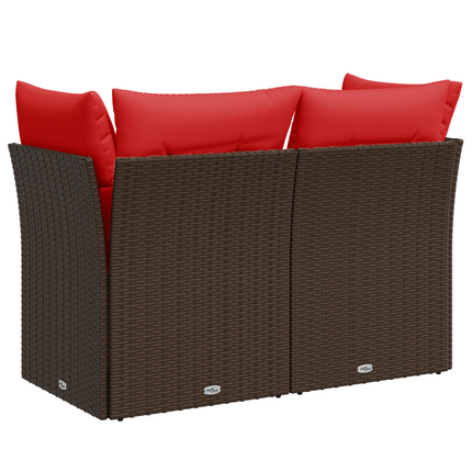 Tuinbank Met Kussens 2-Zits Poly Rattan