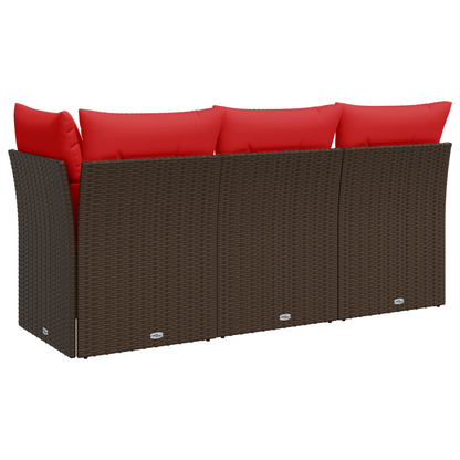 Tuinbank Met Kussens 3-Zits Poly Rattan