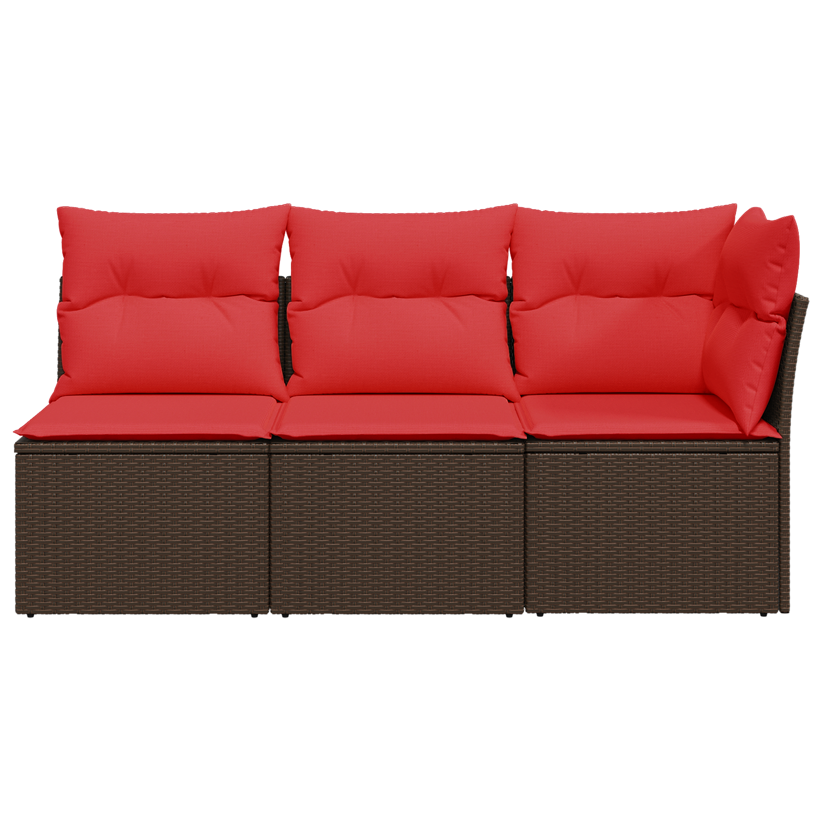 Tuinbank Met Kussens 3-Zits Poly Rattan