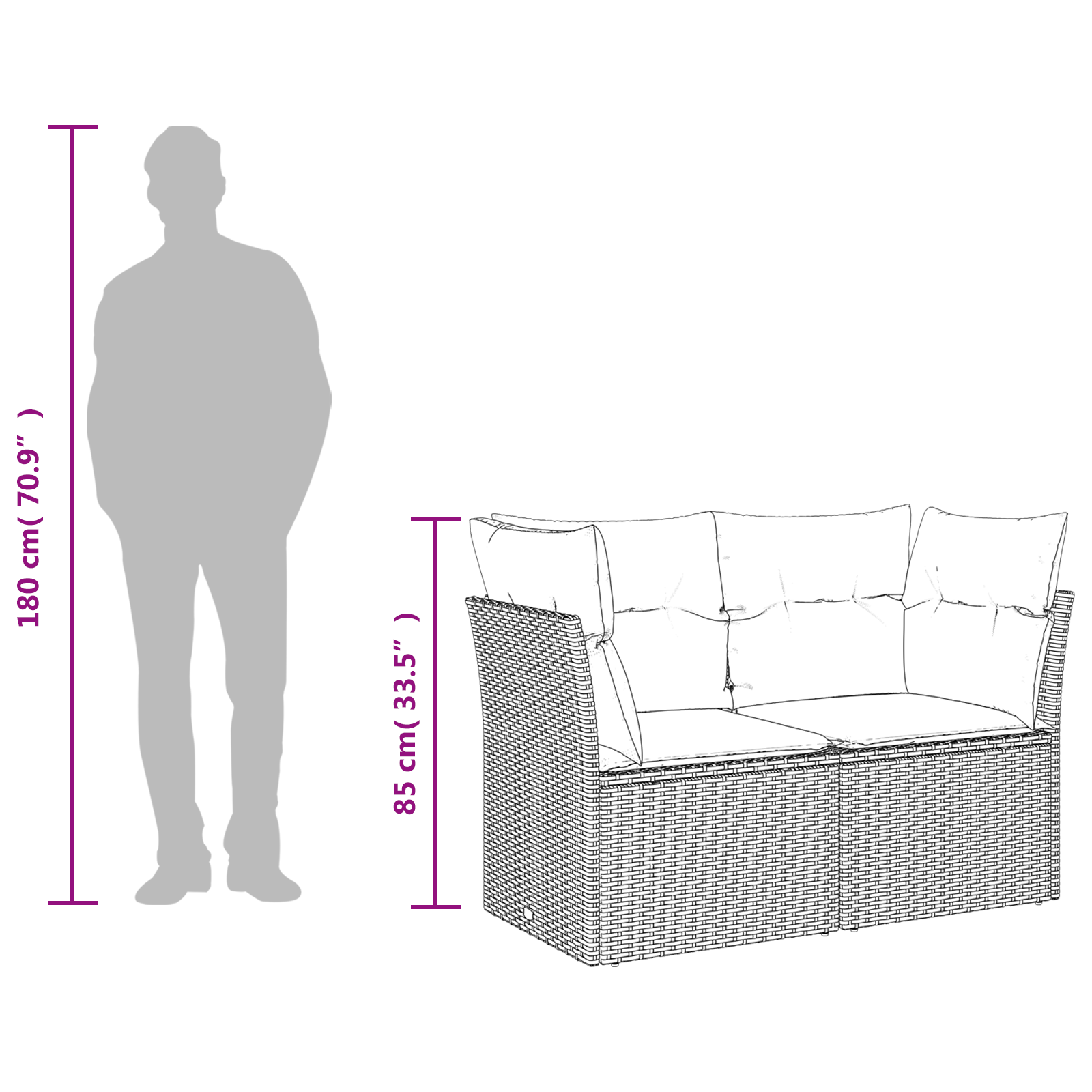 | Tuin Sofa | Met Kussen 124 X 62 X 69Cm Poly Rattan