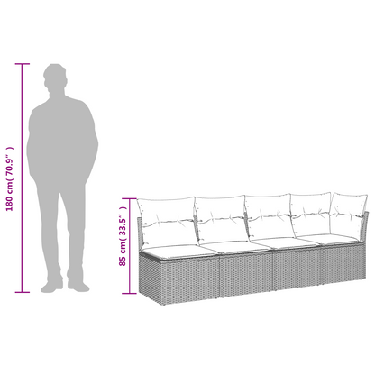 Tuinbank 4-Zits Met Kussens Poly Rattan