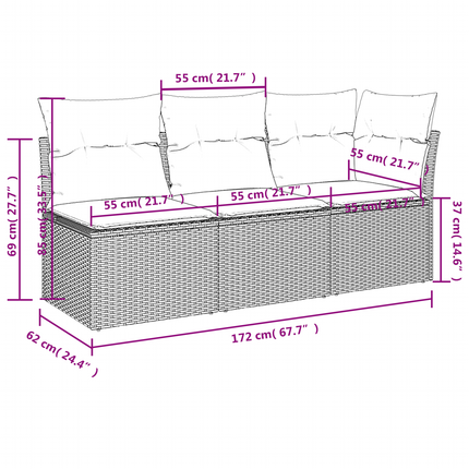 | Tuinbank | Met Kussen Met Opslag 172 X 62 X 69 Cm Poly Riet