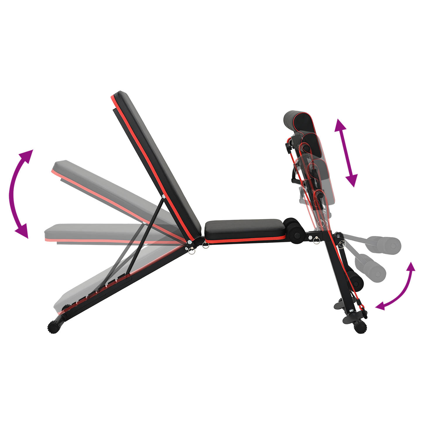 Verstelbare Halterbank met Weerstandsbanden 150 kg Zwart Staal